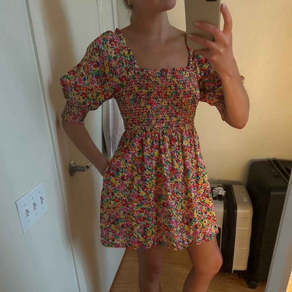 Floral Puff Sleeve Mini Dress